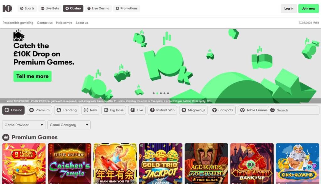 10bet-casino-homepage
