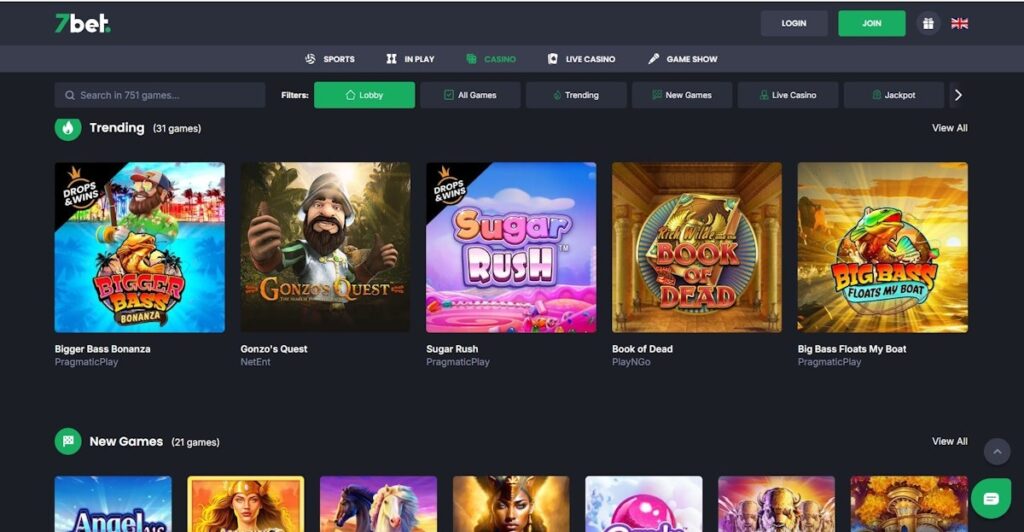 7bet-casino-homepage