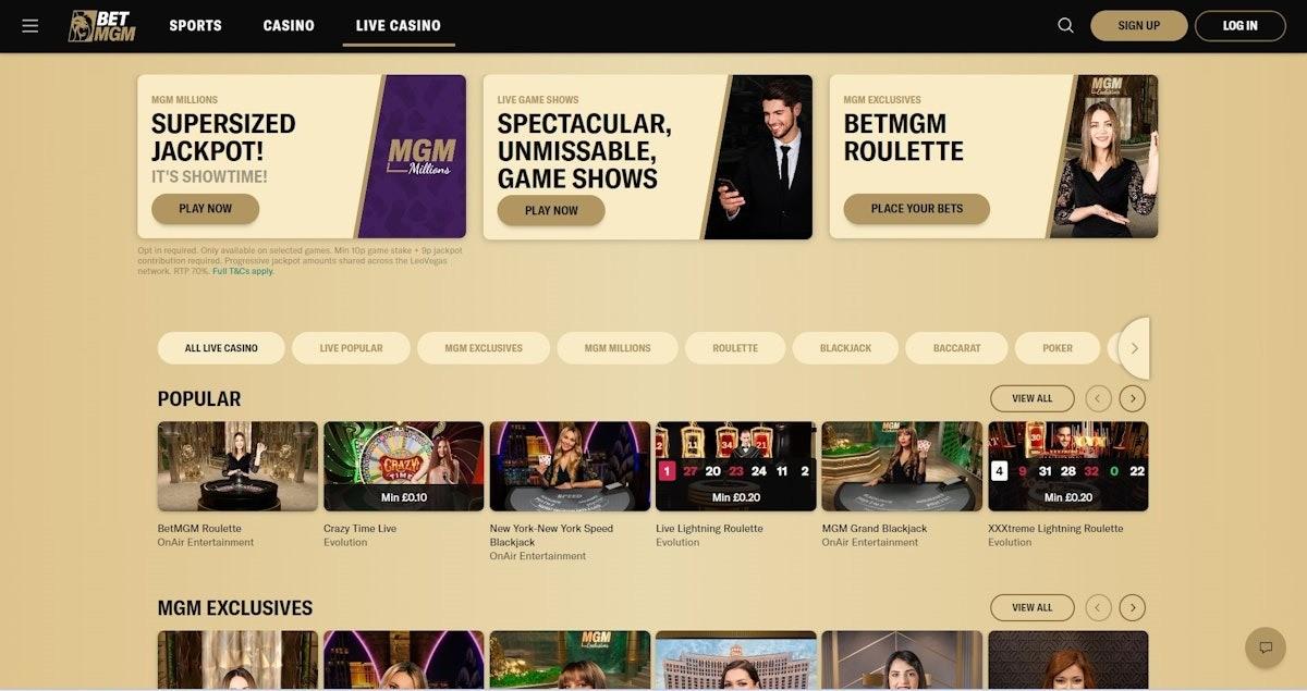 BetMGM homepage