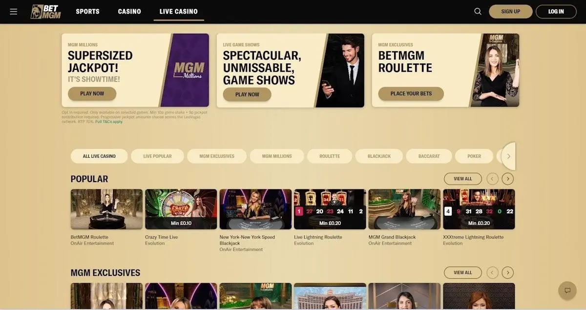 BetMGM homepage
