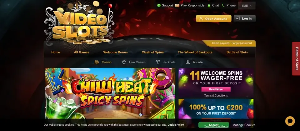Videoslots-homepage