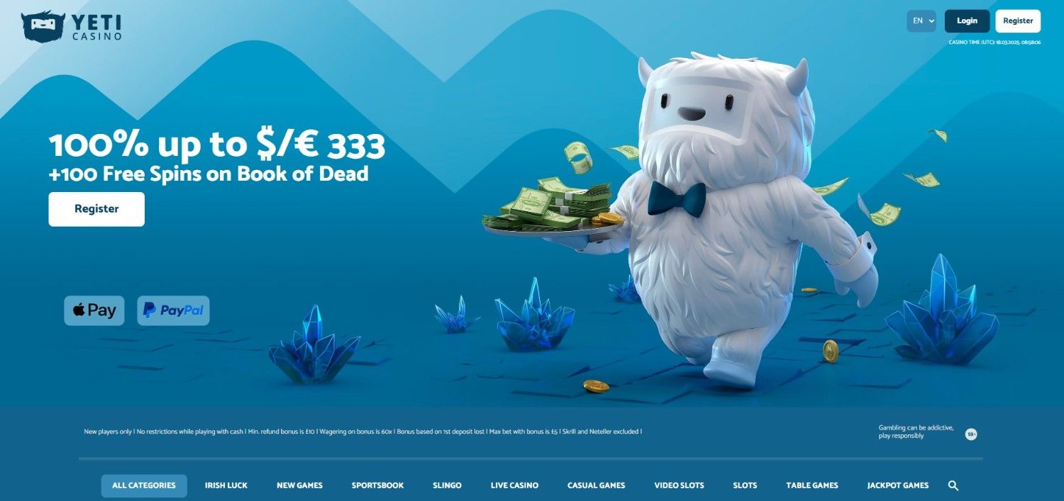 Yeti Casino HomePage