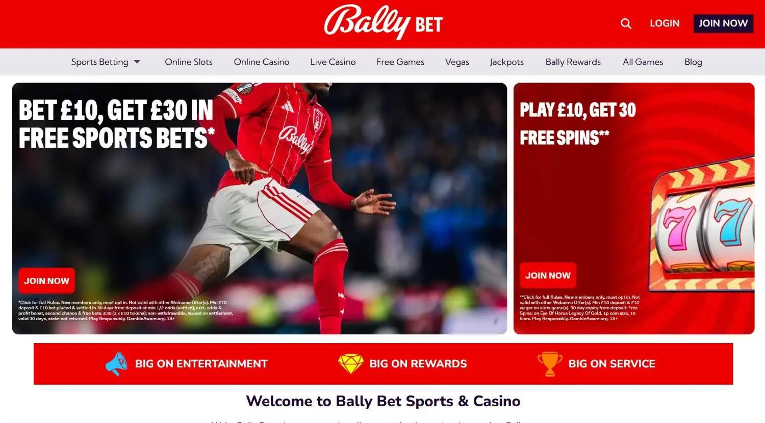 Bally Casino homepage