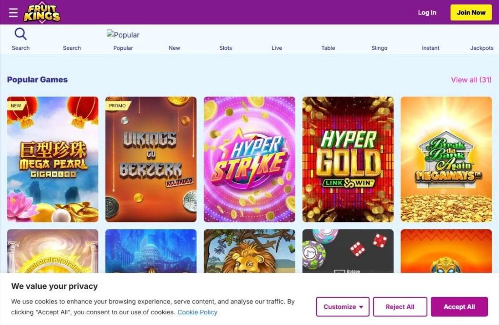 fruitkings casino homepage
