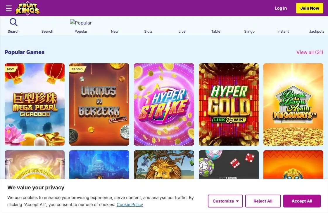 fruitkings casino homepage