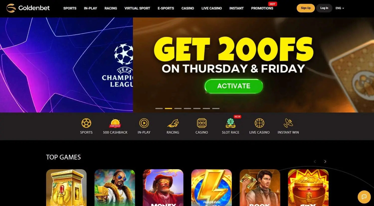 golden bet Homepage