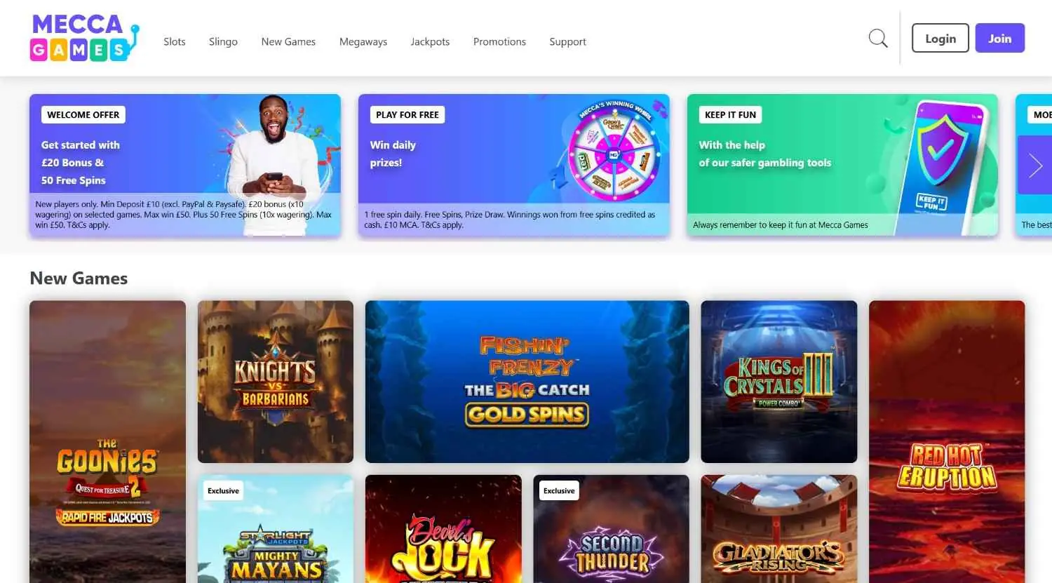 Mecca Games homepage