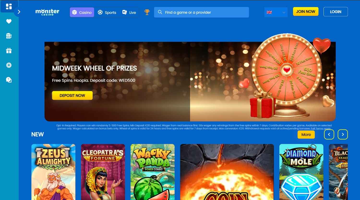 monster casino homepage