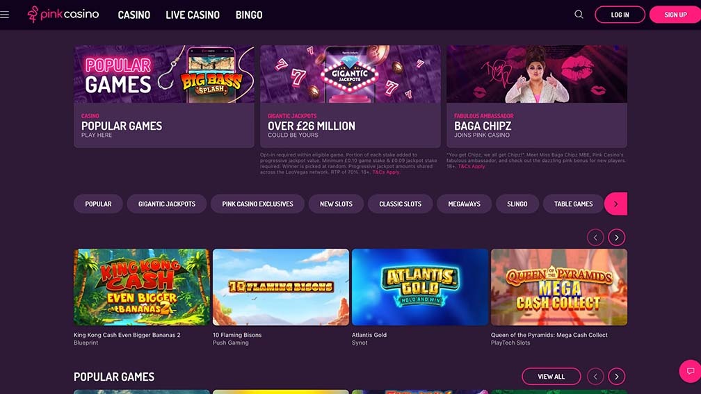 pink casino homepage