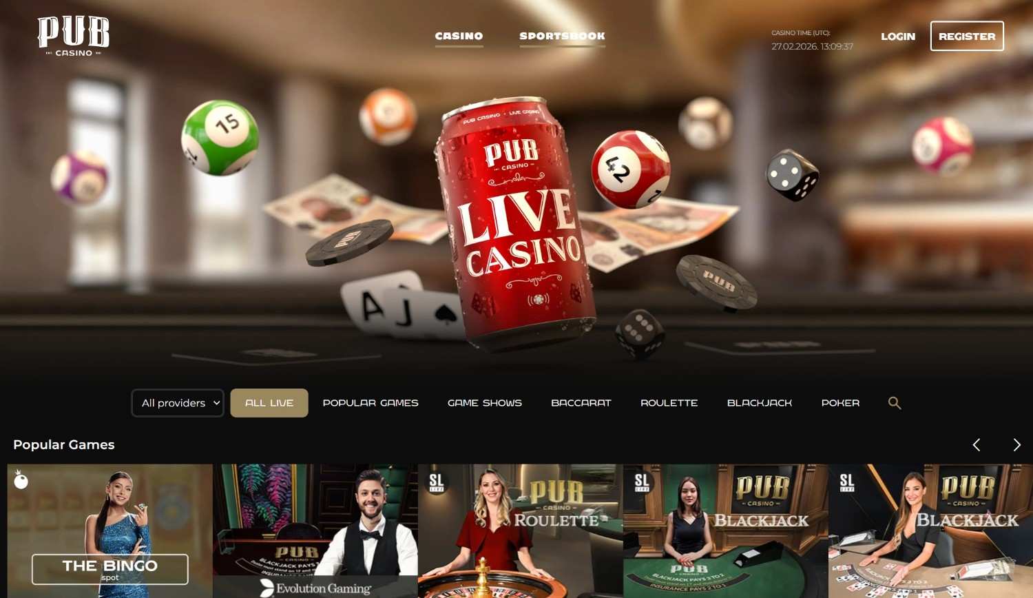 pub casino homepage