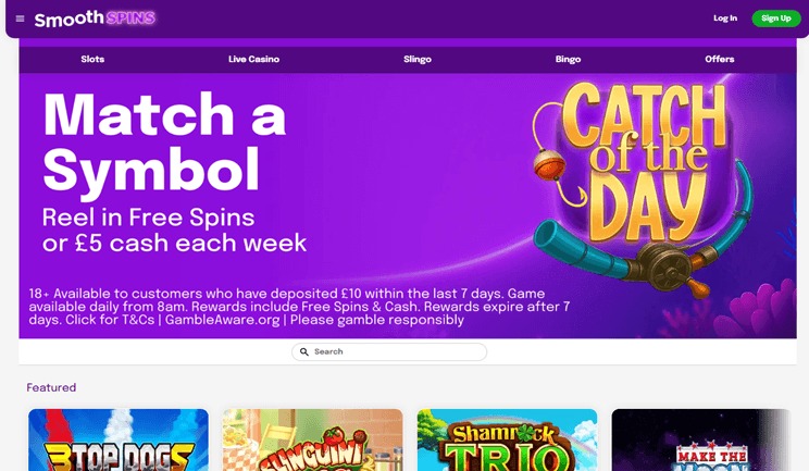 smooth spins casino homepage