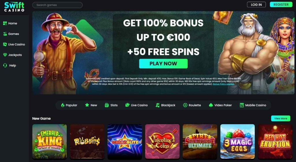swiftcasino-homepage