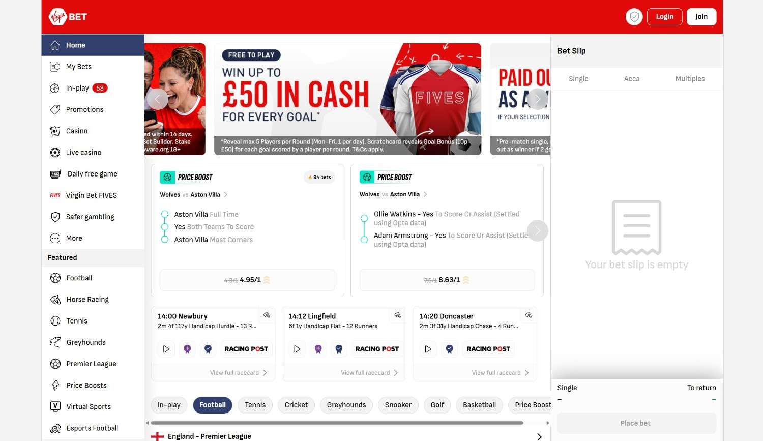 virgin bet homepage