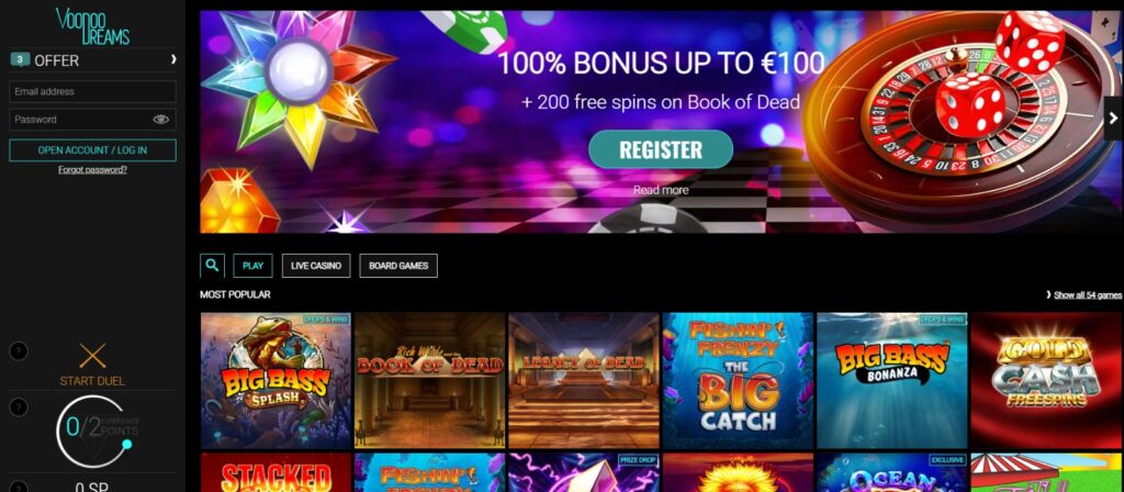 voodoo dreams casino homepage