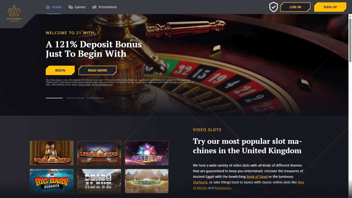 21 Casino Homepage