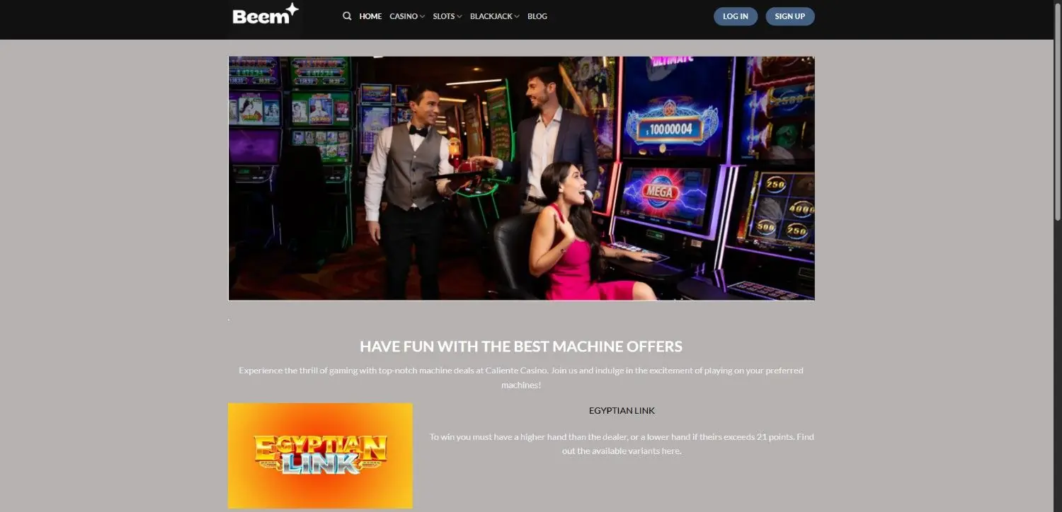 Beem Casino Homepage