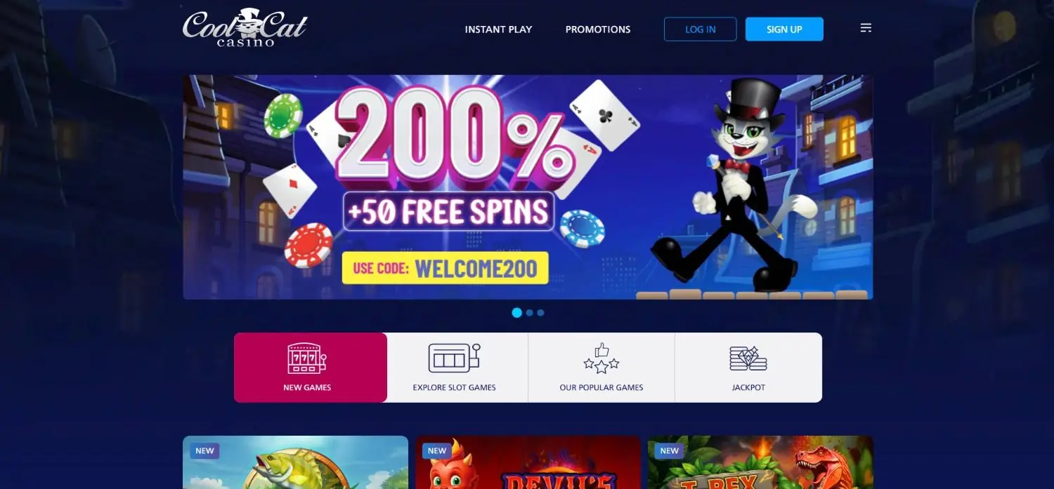 Cool Cat Casino Homepage