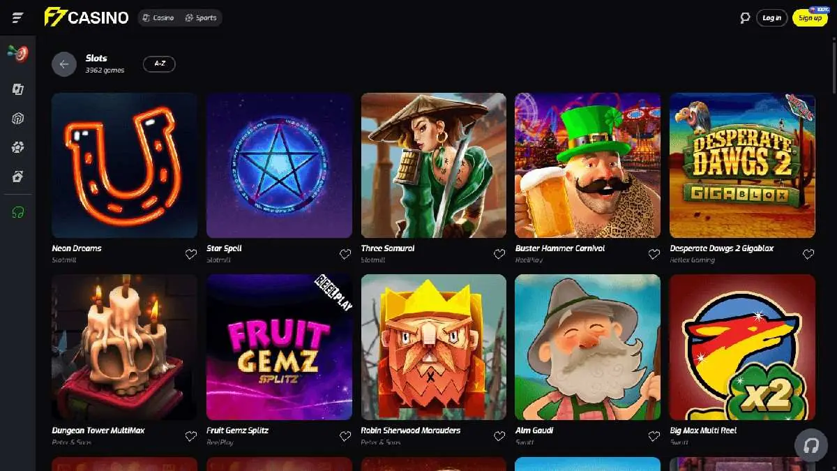 F7 Casino Homepage