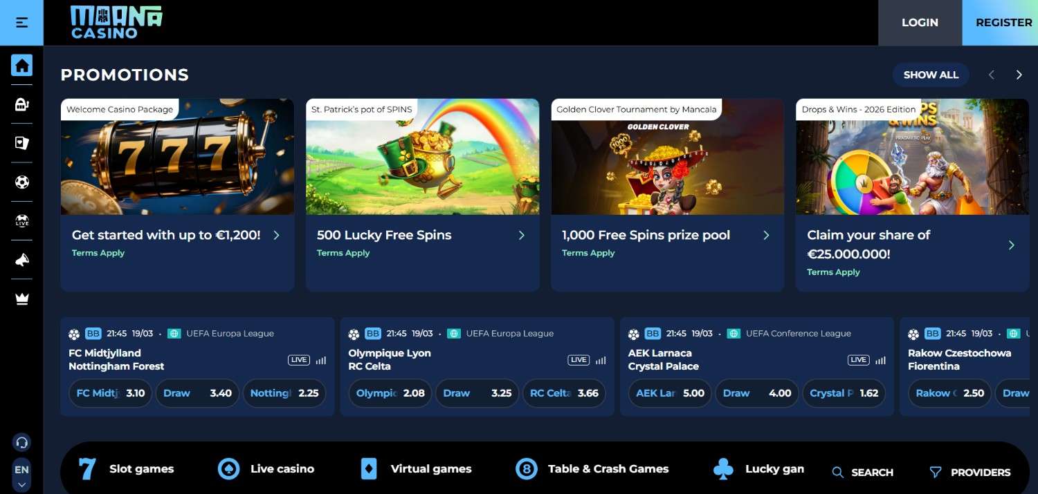 Moana Casino Homepage