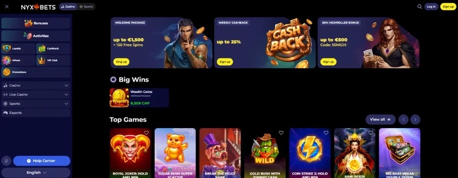 Nyxbet Homepage