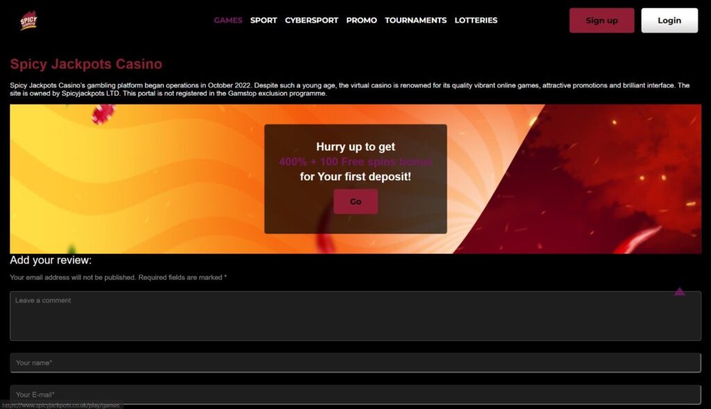 Spicy-Jackpots-Casino-homepage