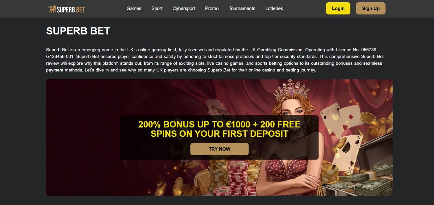 Superb Bet Homepage
