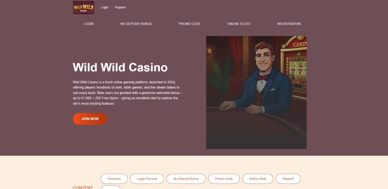 Wild Wild Casino Homepage