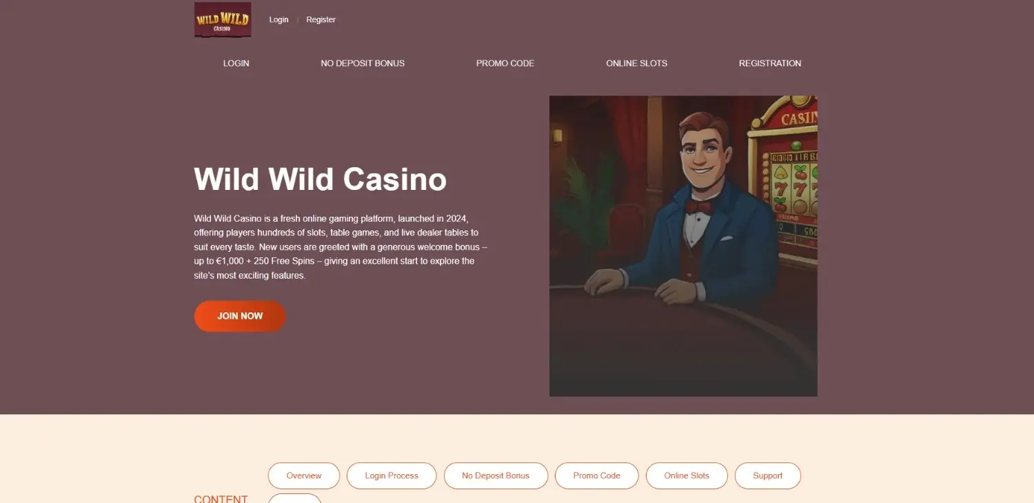 Wild Wild Casino Homepage