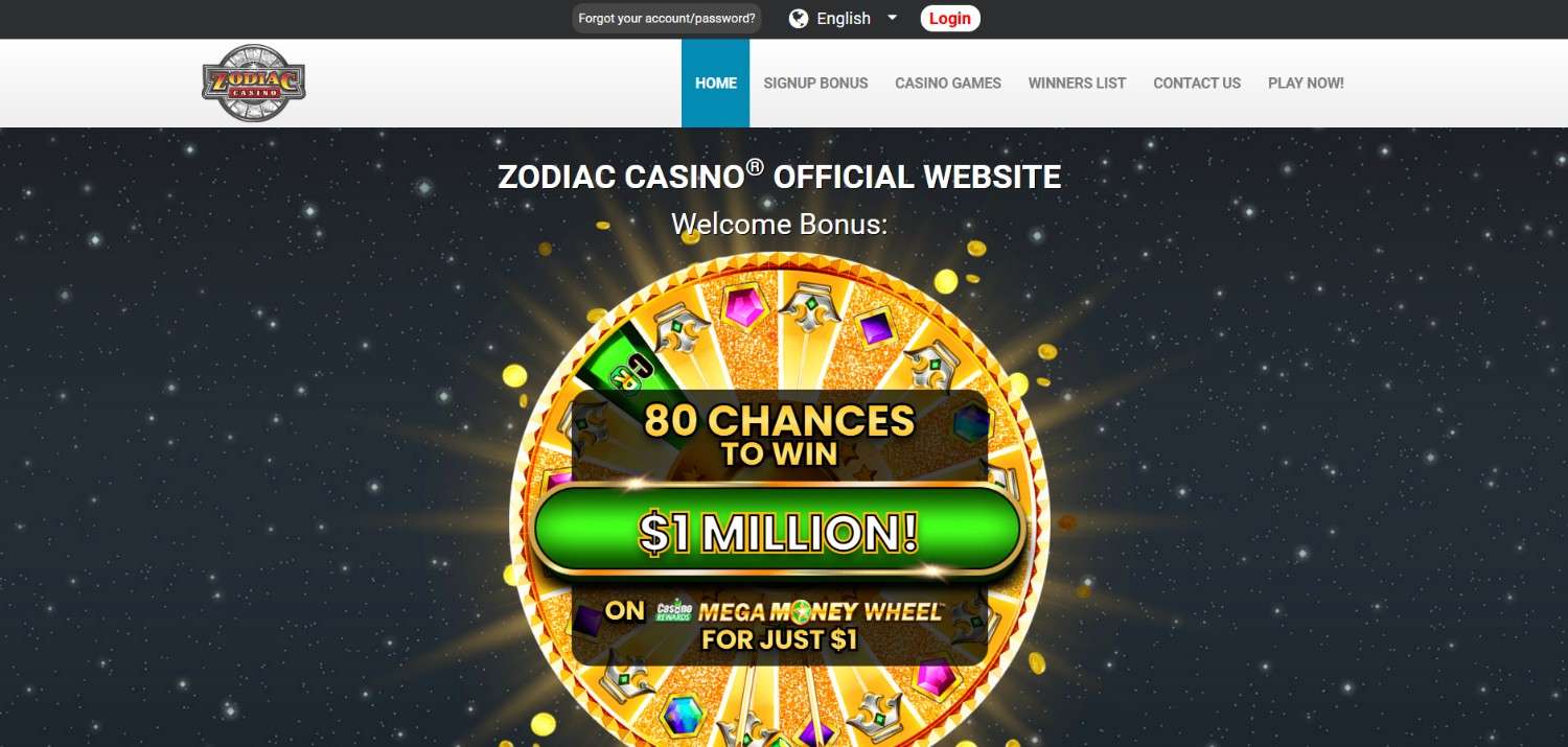 Zodiac Casino Homepage