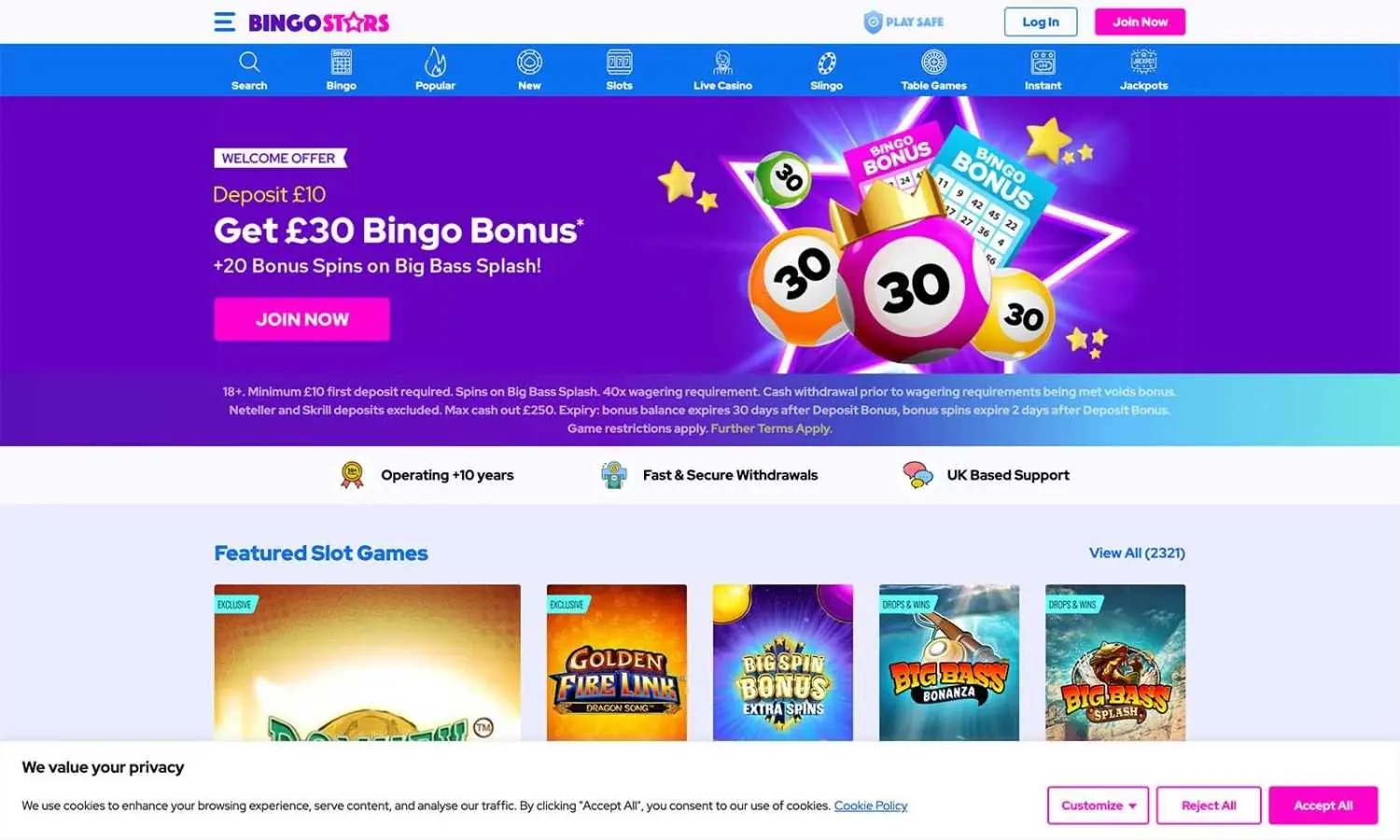 bingostars homepage
