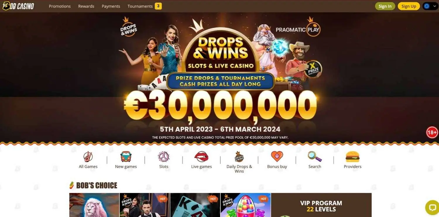 bob casino homepage
