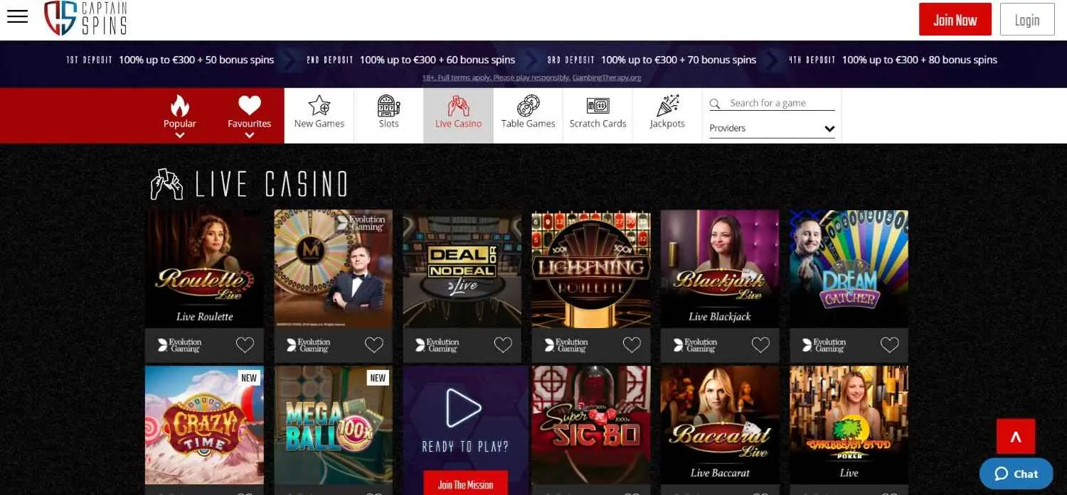 captain spins homepage