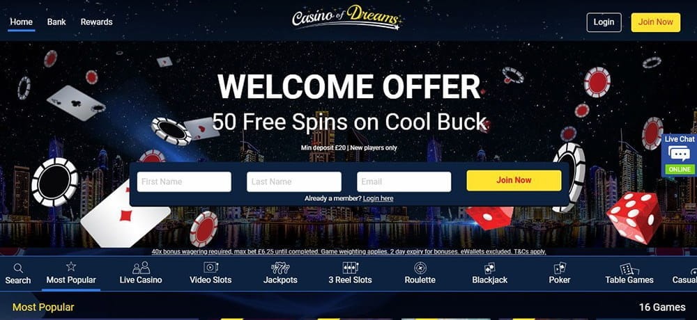 casino of dreams homepage