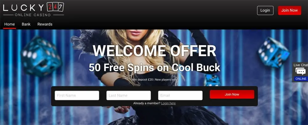 Lucky247 casino screenshot