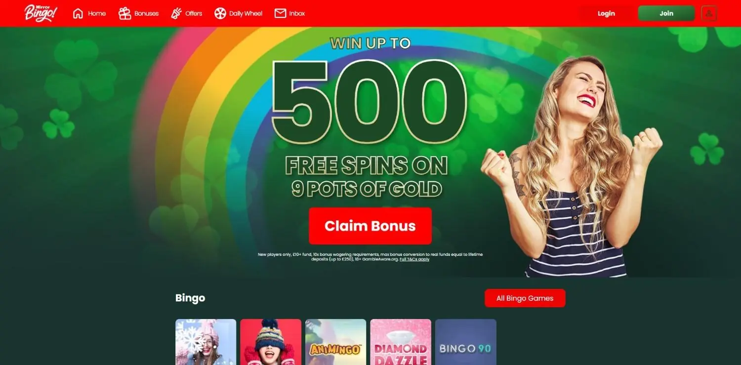 mirror bingo homepage