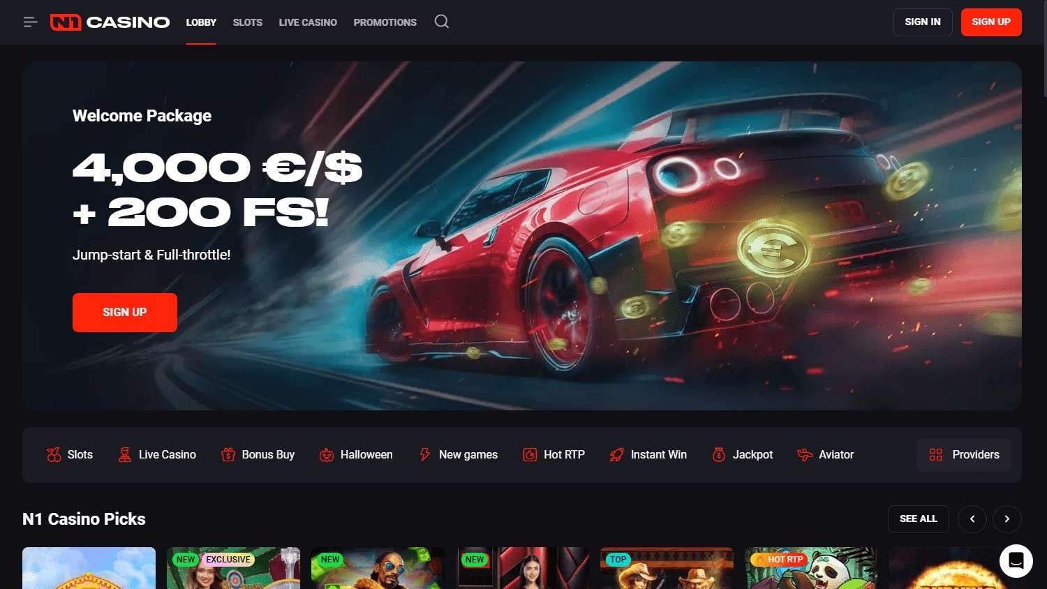 n1 casino homepage