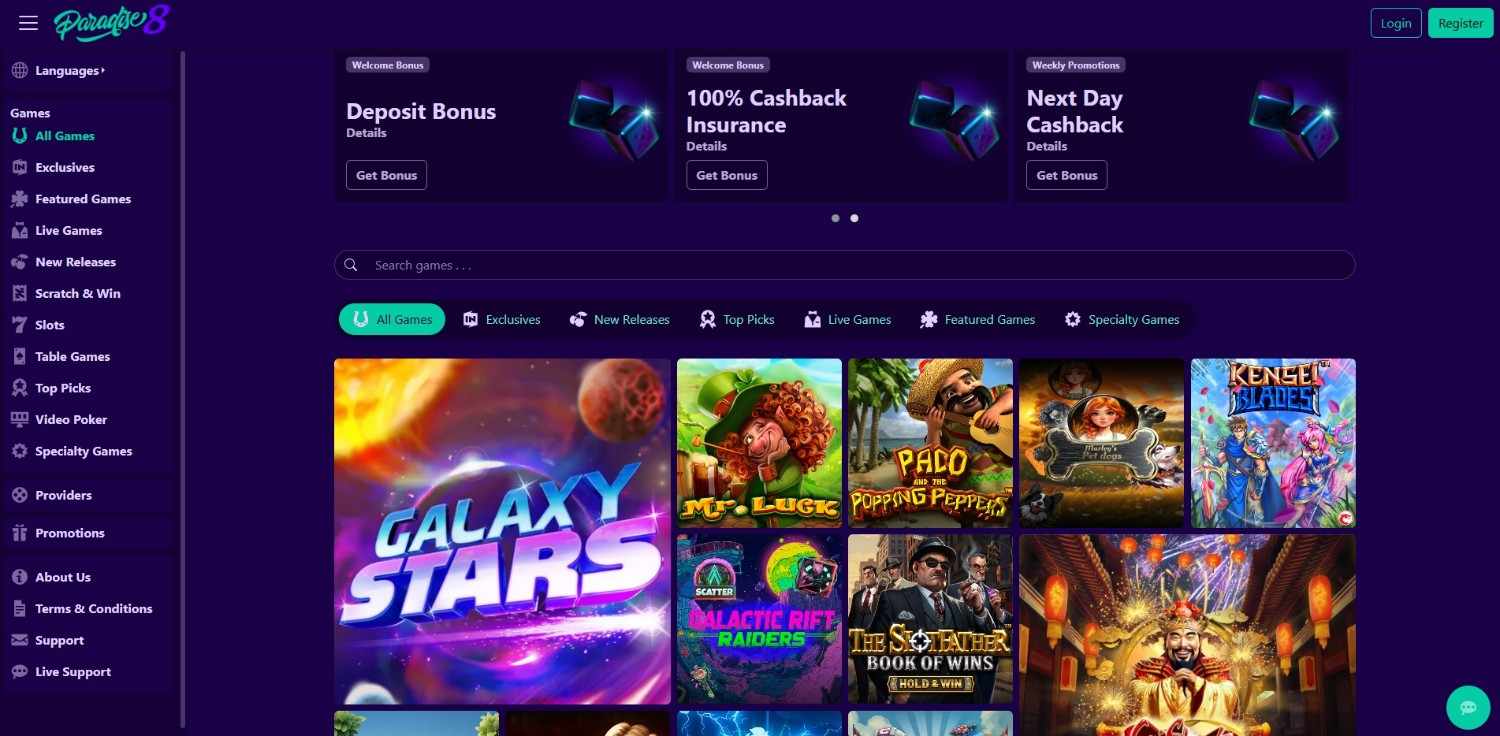 paradise8 homepage