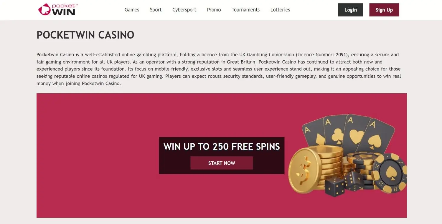 pocket win homepage