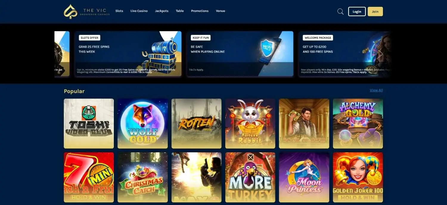 the vic casino homepage