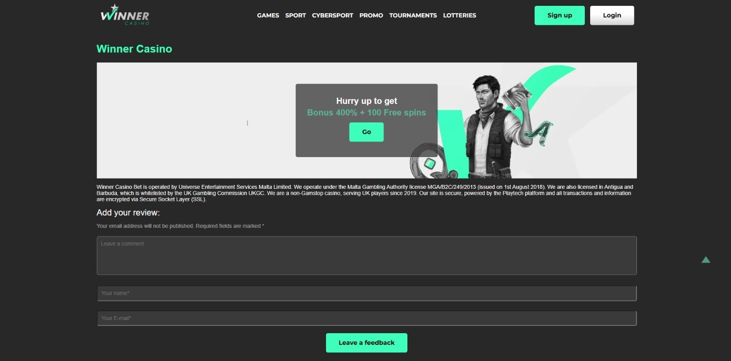 winner casino homepage