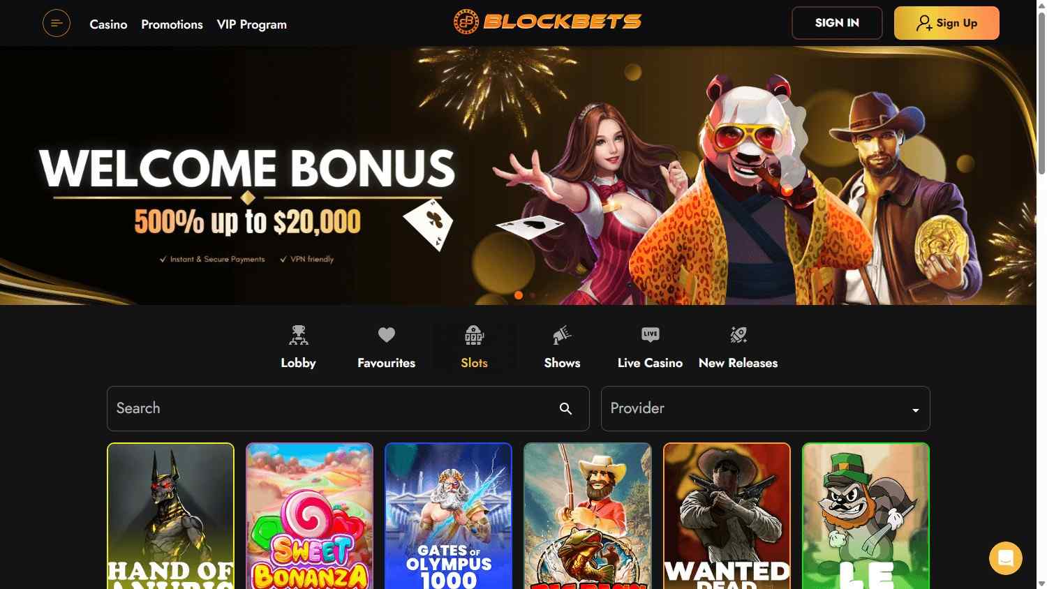 Blockbets Homepage