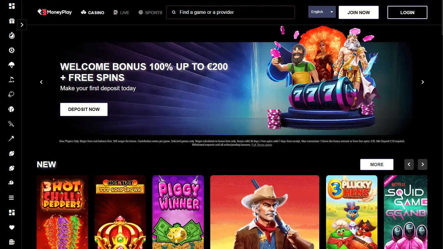 Money Play Casino Homepage