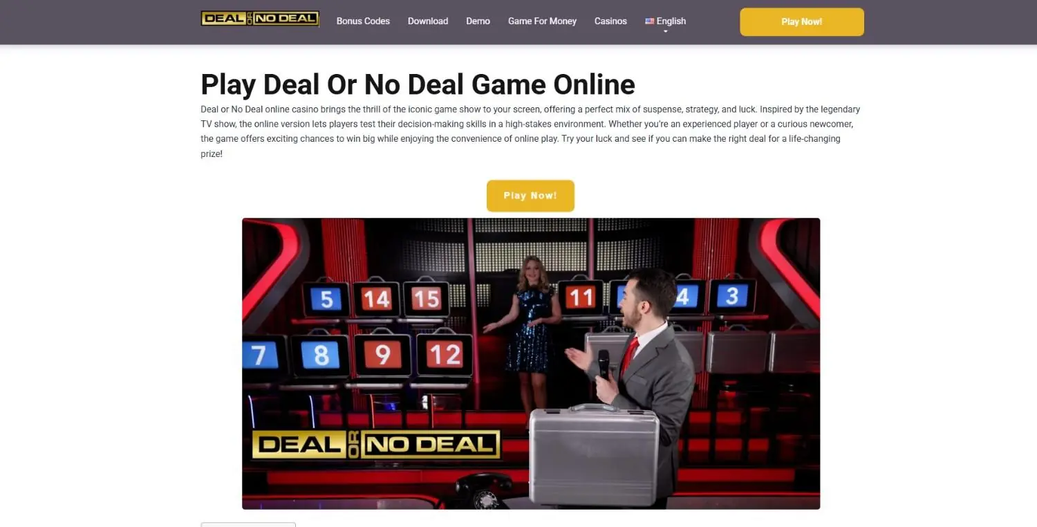 Deal or No Deal Casino Homepage
