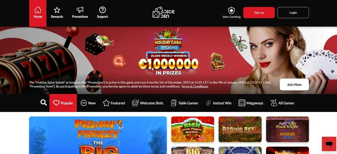 Dice Den Casino Homepage