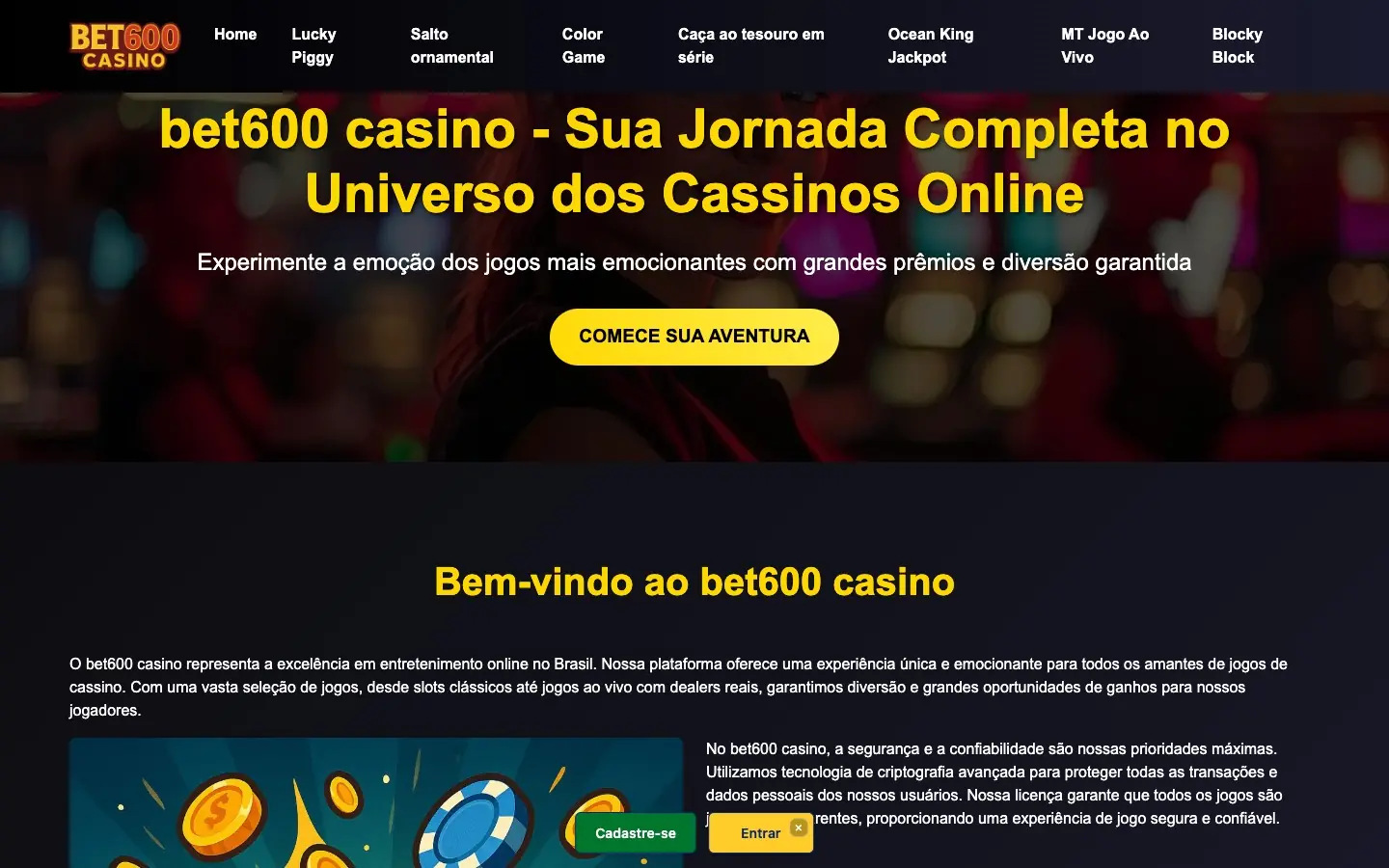 Bet600 homepage screenshot