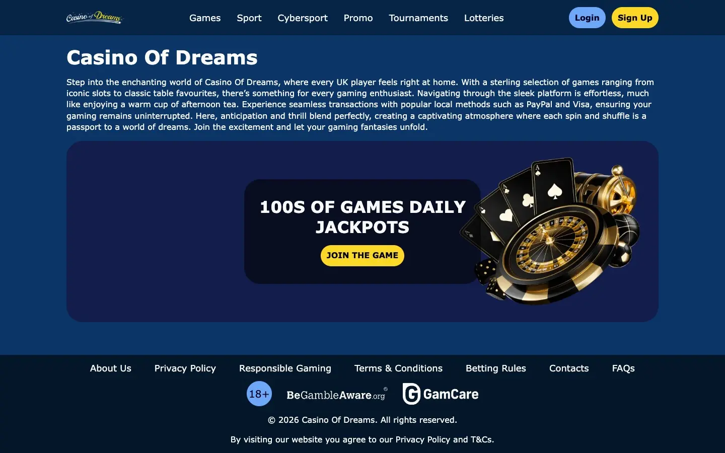 Casino of Dreams homepage screenshot