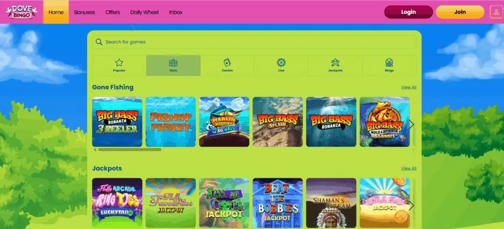 Dove Bingo Homepage