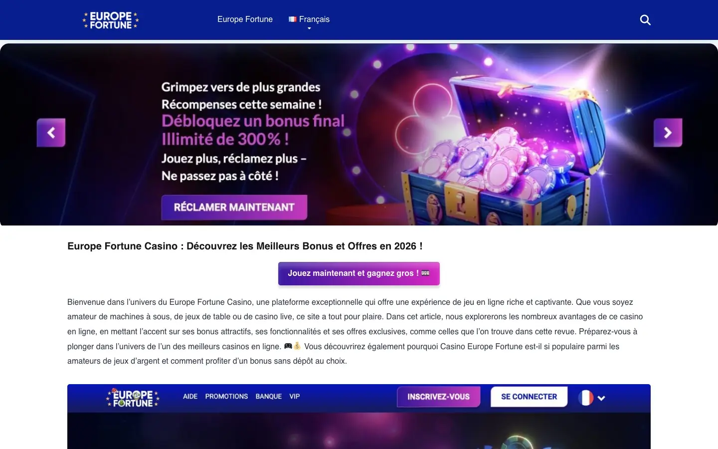 Europe Fortune Casino Homepage