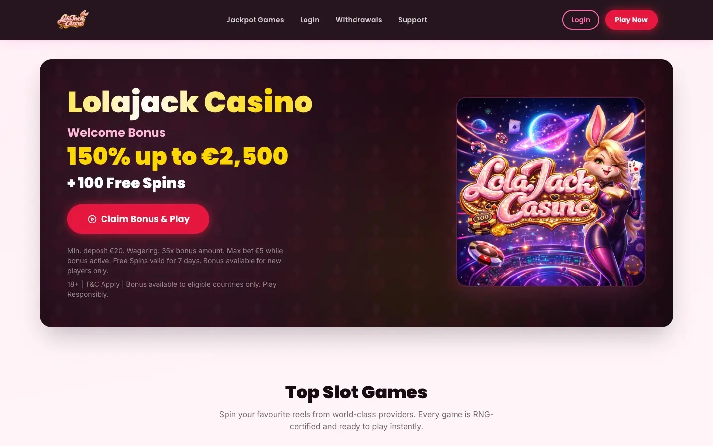 LolaJack homepage screenshot