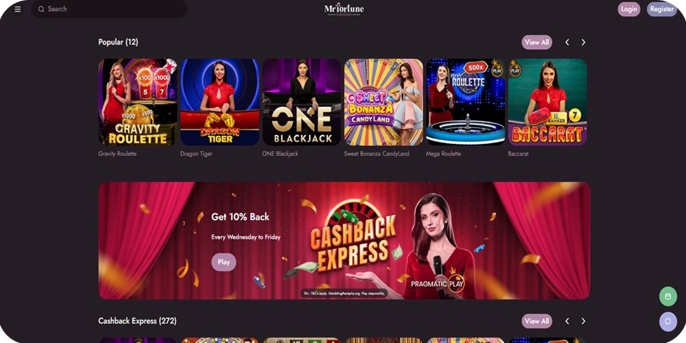 MR Fortune Casino Homepage